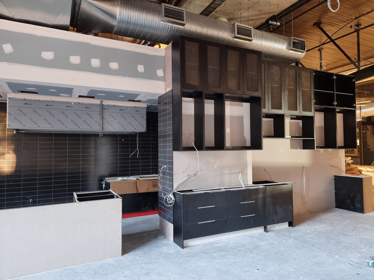 The Grumpy Italian interior, restaurant construction progress