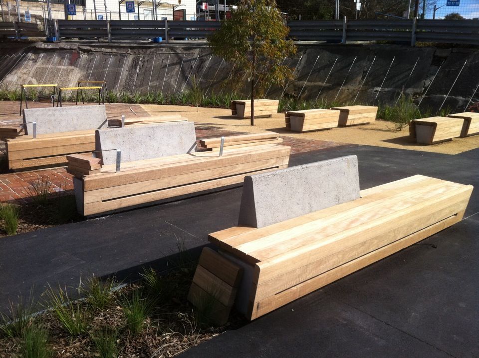 Balmain Wharf restoration, timber and concrete bench seating
