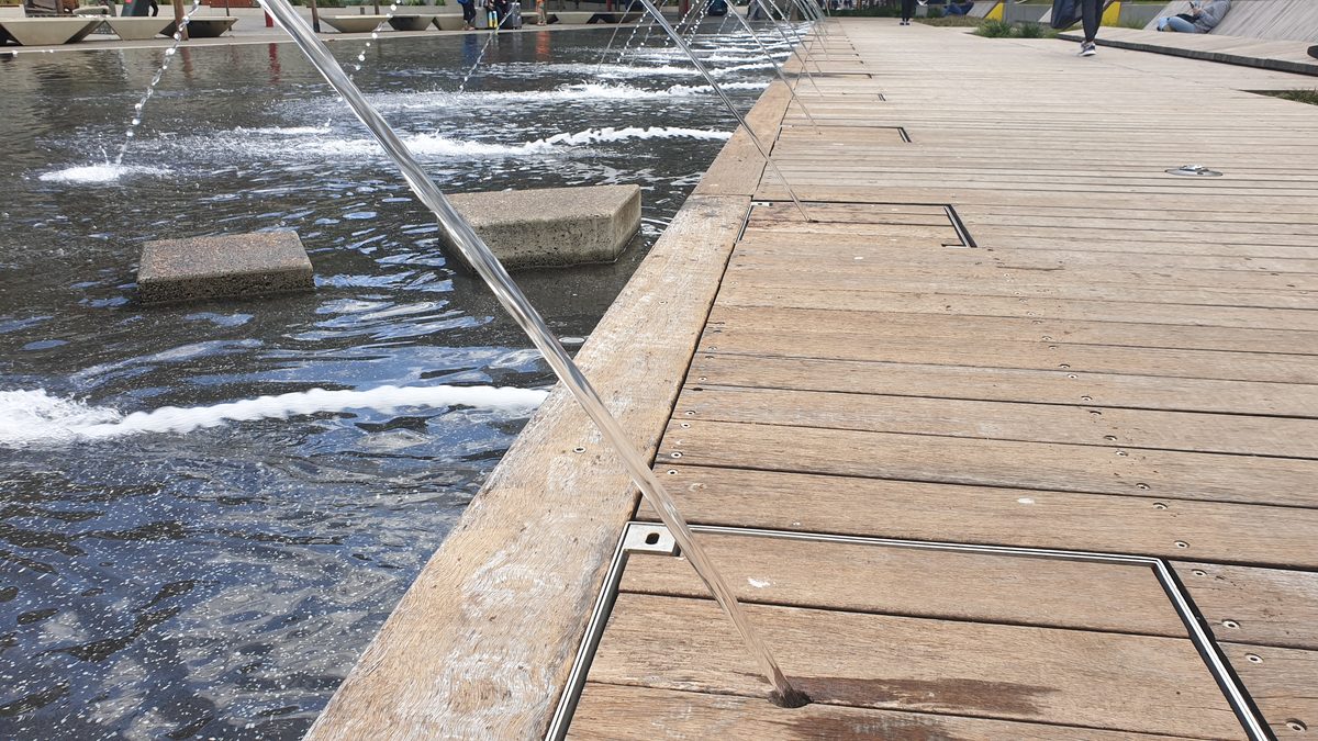 Darling Quarter outdoor public space, hardwood decking detail